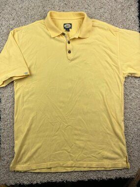 Tommy Bahama Shirt Mens Large Yellow Short Sleeve Polo Hawaii Cotton Wood Button